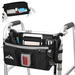 Walker - Basket Universal Foldable Walker Bag with Tray and Cup Holder w/Storage